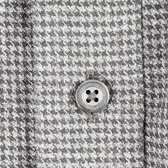 LL Bean Mens Button Down Flannel Shirt Gray Black Houndstooth Large LS M Lodge - Picture 7 of 10